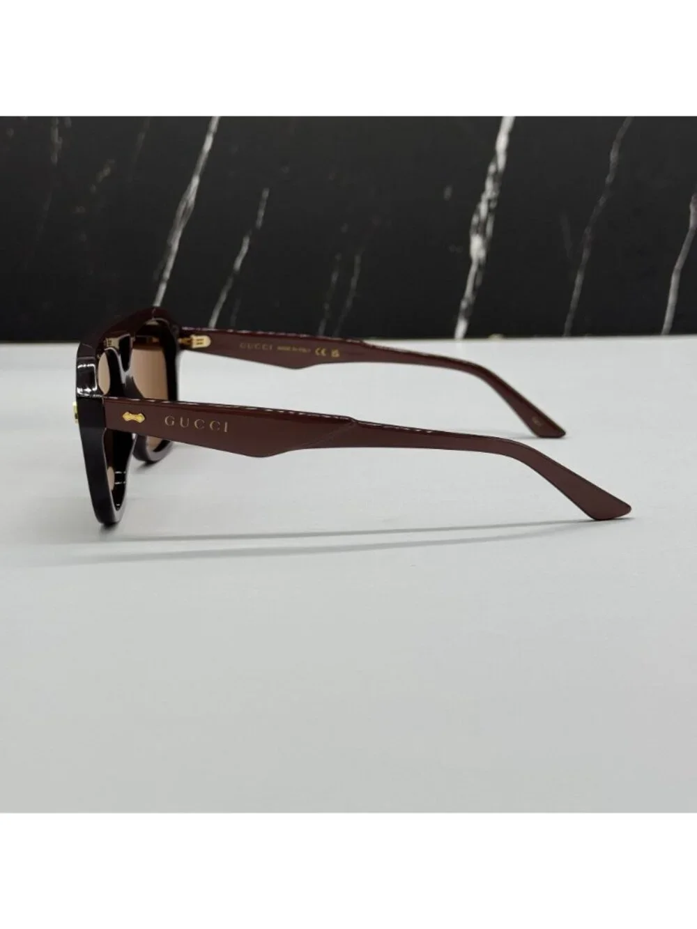 New Gucci GG1263S 003 Brown Unisex Aviator Sunglasses
